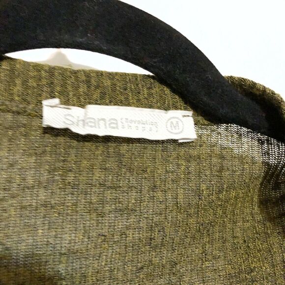 Shana Revolution Shops Green Open Front Cardigan Ribbed Size M Medium - Picture 2 of 7